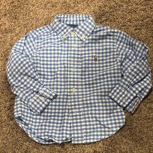 Ralph Lauren Blue Gingham Baby Button Down Dress Shirt